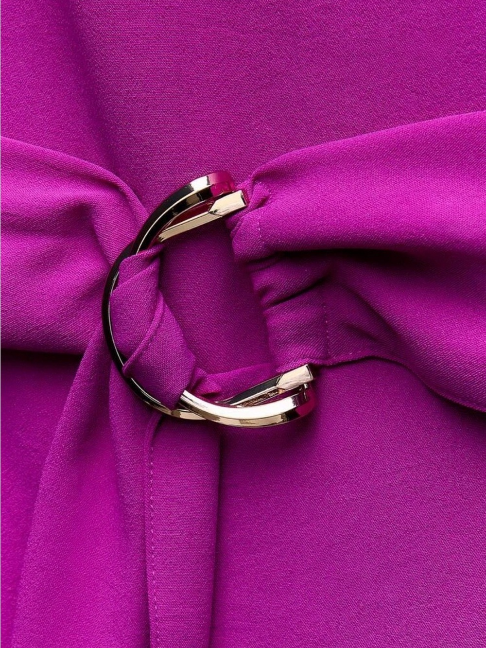 Zara Magenta One-Shoulder Wide-Leg Jumpsuit with Belt Size Large - Picture 5 of 6